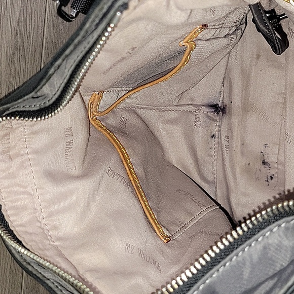 MZ Wallace Gray and Black Nylon Leather Crossbody Shoulder Bag - Picture 10 of 14